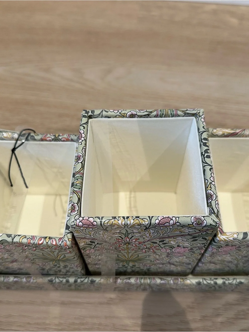 Morris & Co. Floral Pattern Desktop Organiser Set - Pink & Green